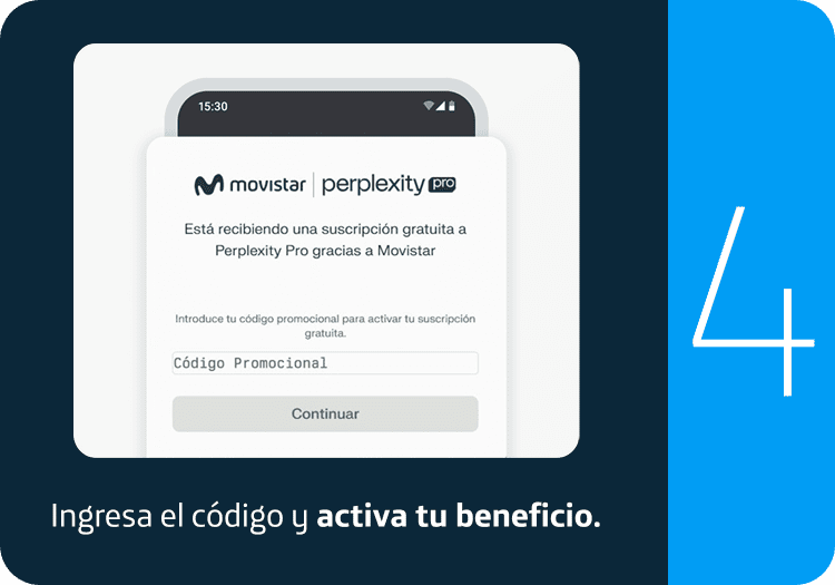 4. Ingresa el código y activa tu beneficio.